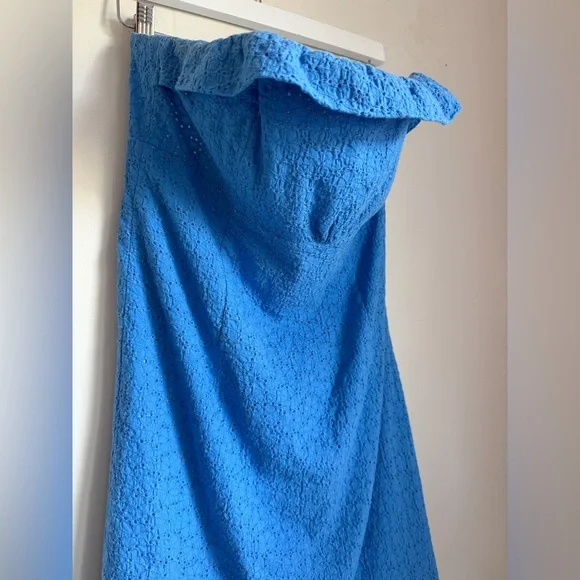 Lilly Pulitzer Brynne Strapless Blue Eyelet Dress Sz 6 Preppy Coastal Feminine - Picture 3 of 13